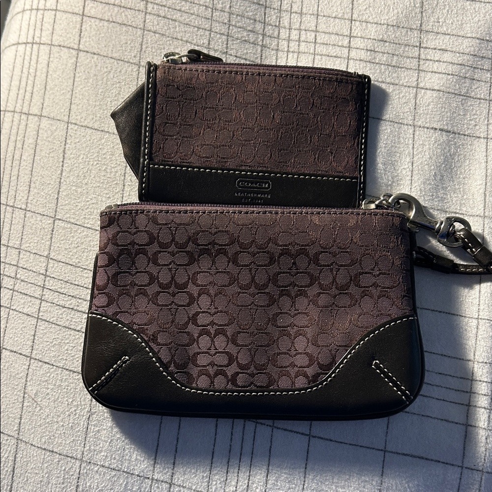 Coach Black and Dark Brown Signature Wristlet